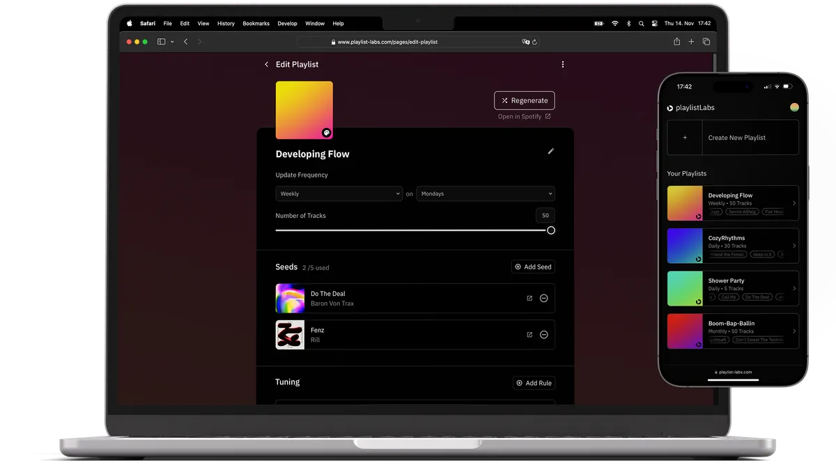 desktop-mockup der app