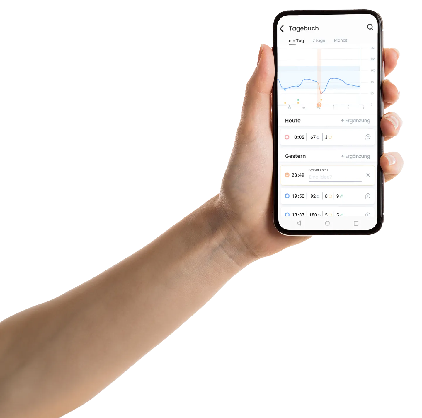 Mockup der App zu Diabetesdokumentation