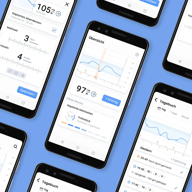 Darstellung einer App zur Diabetesverwaltung